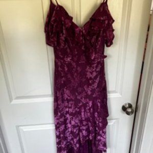 Purple High-Low Velvet Floral Dress